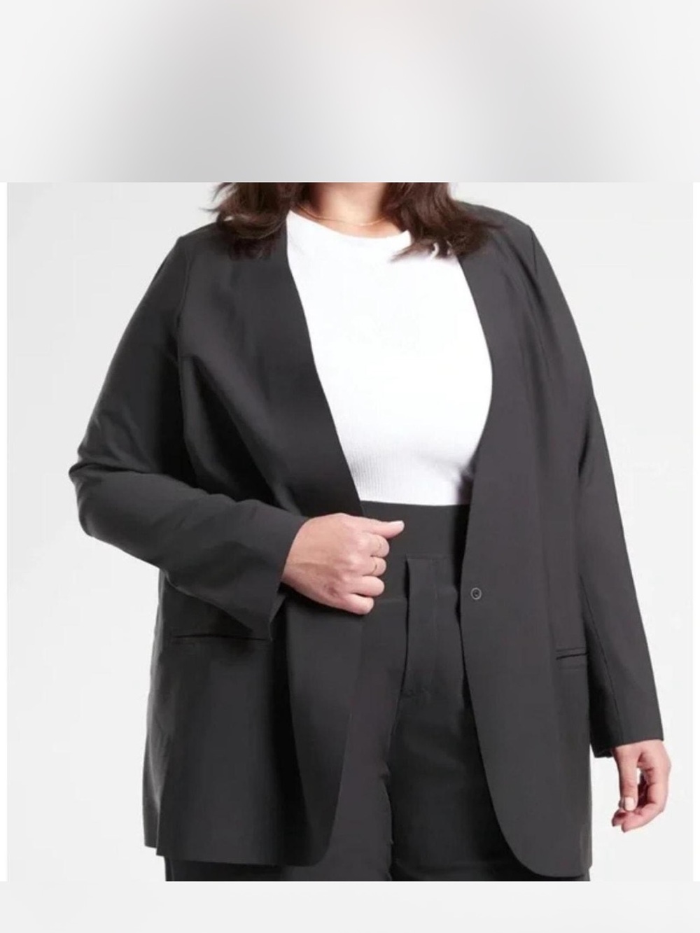 Athleta Plus-Size Black Open Blazer Jacket - Womens